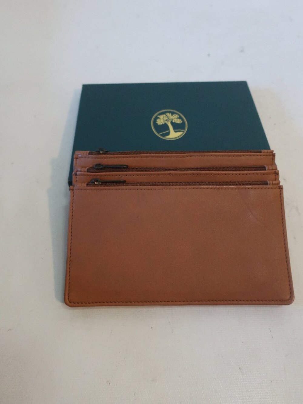 NIB Levenger Brown Leather Triple Organizer